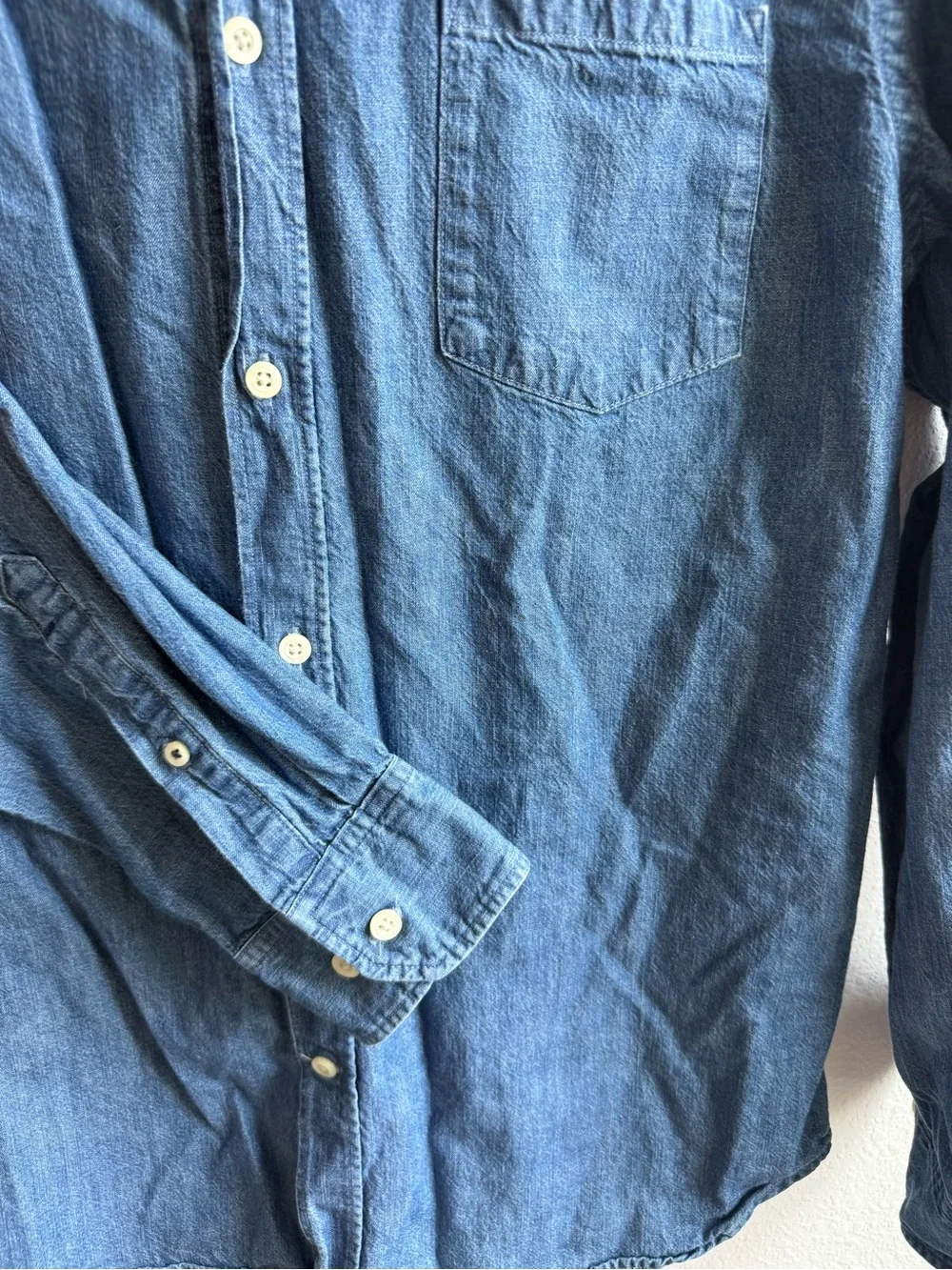 Men's Banana Republic Blue Denim 100% Cotton Tailored Slim Fit Button-Down Shirt